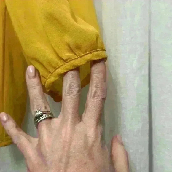 Gold Sheer Blouse Medium with Pearl buttons Item#J - Picture 3 of 6